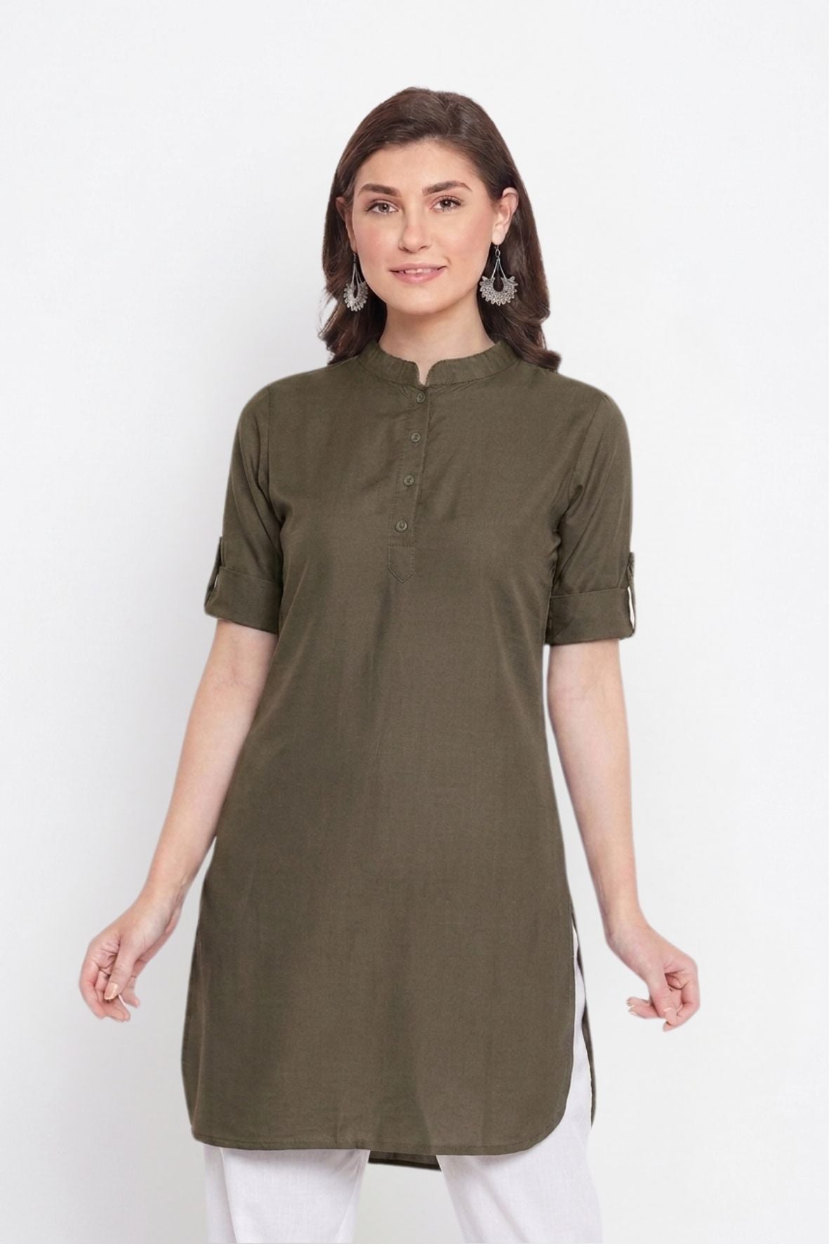 White Solid Color Kurti