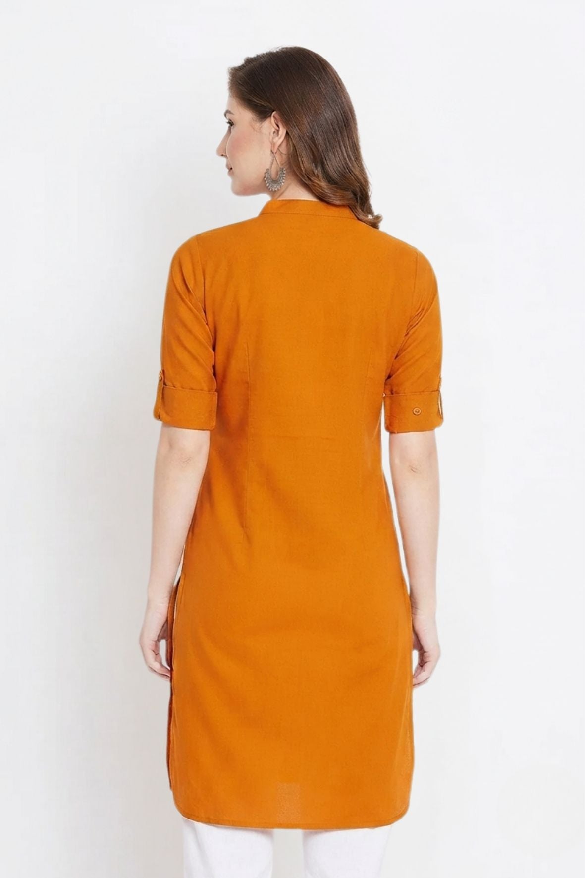 Orange Solid Color Kurti