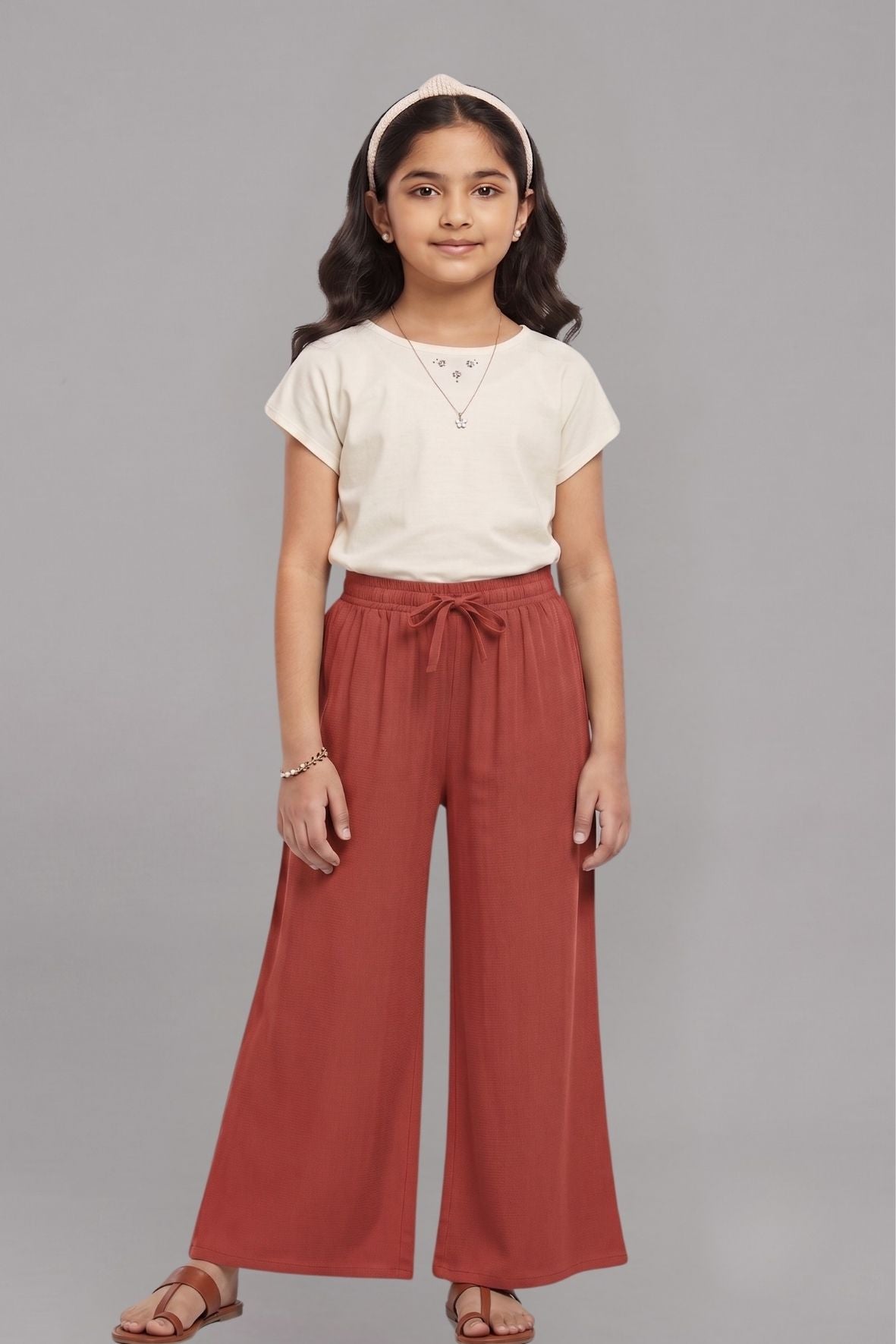 Kids Peach Rayon Palazzo