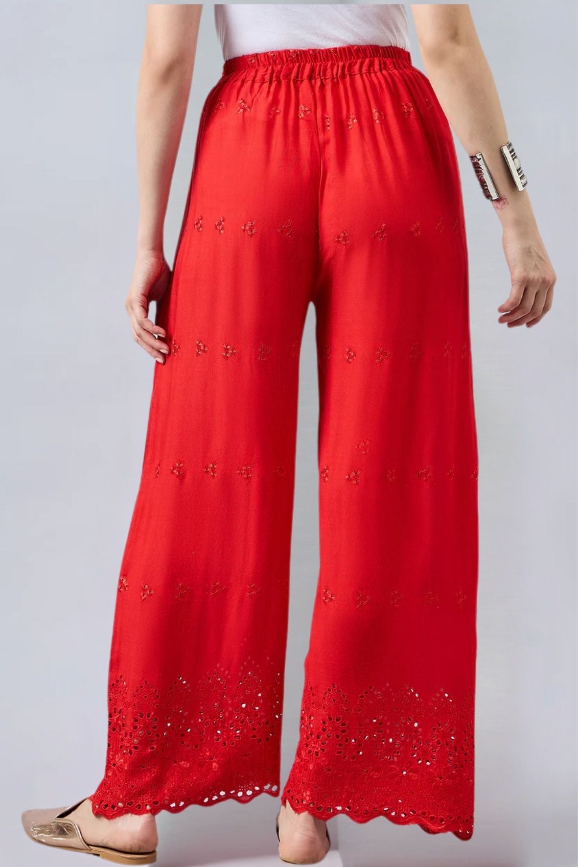 Red Chikankari Palazzo