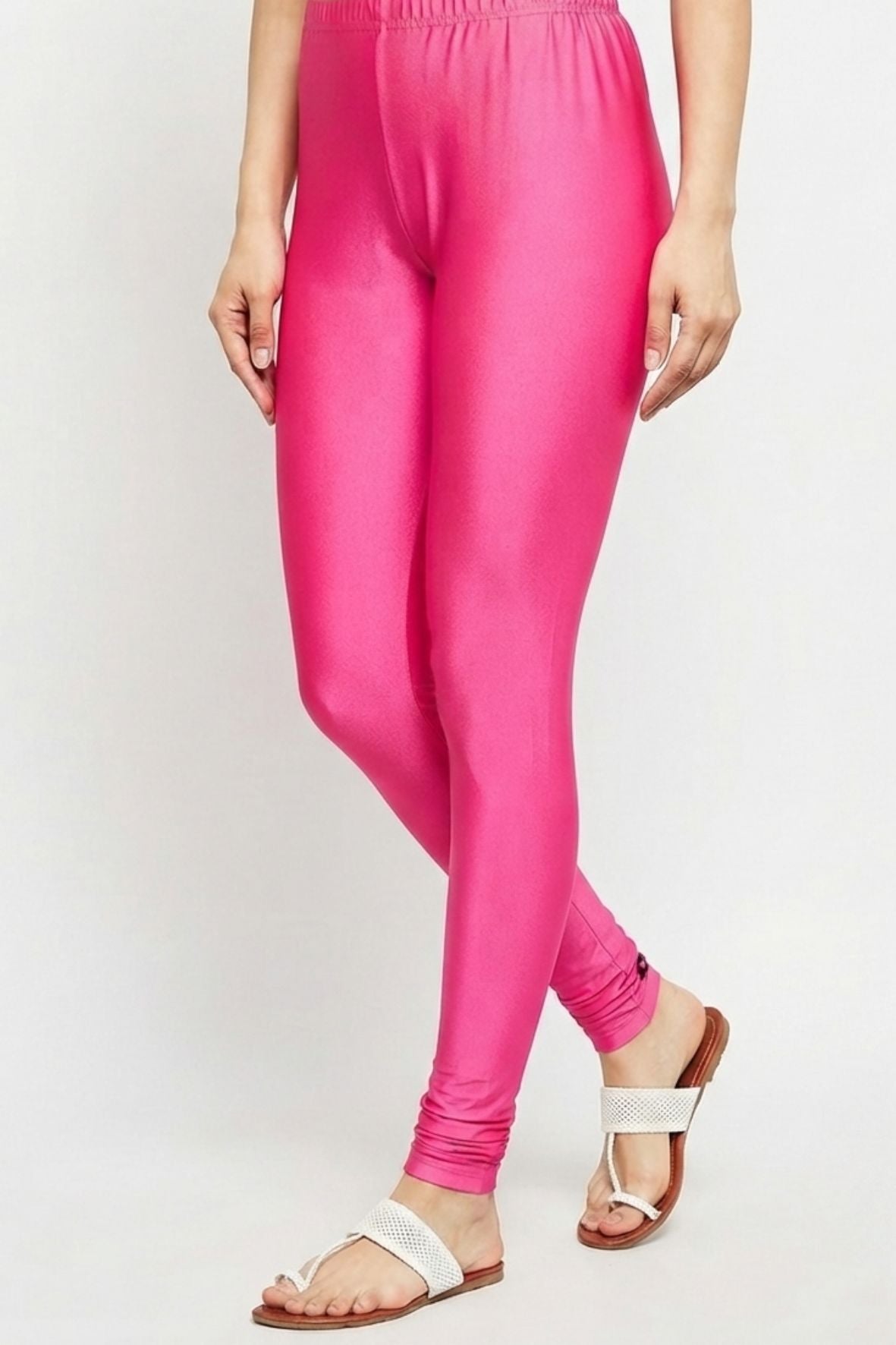 Rani Pink Metallic Leggings - Chudi Length