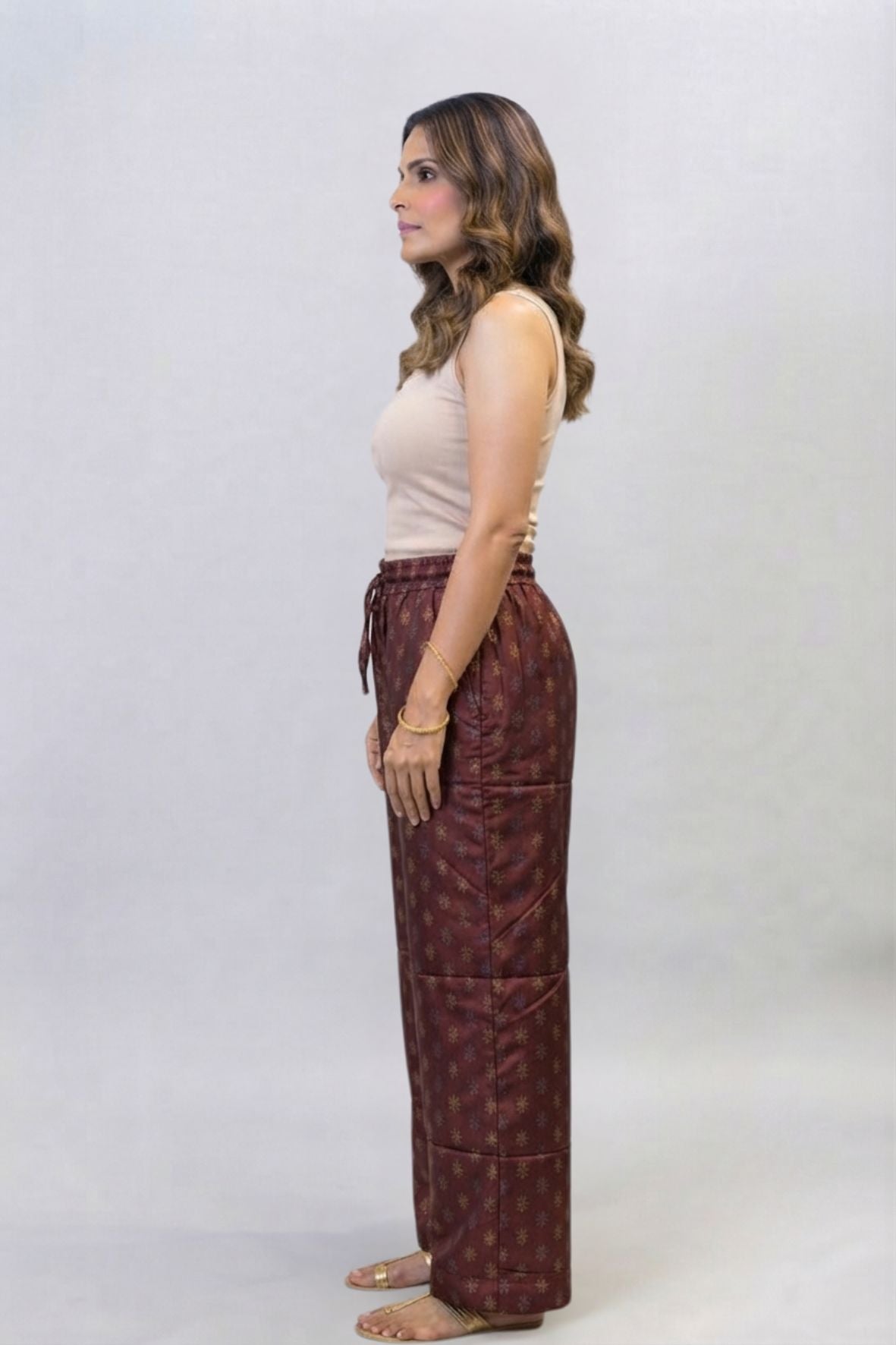 Red & Gold Buti Ethnic Printed Palazzo