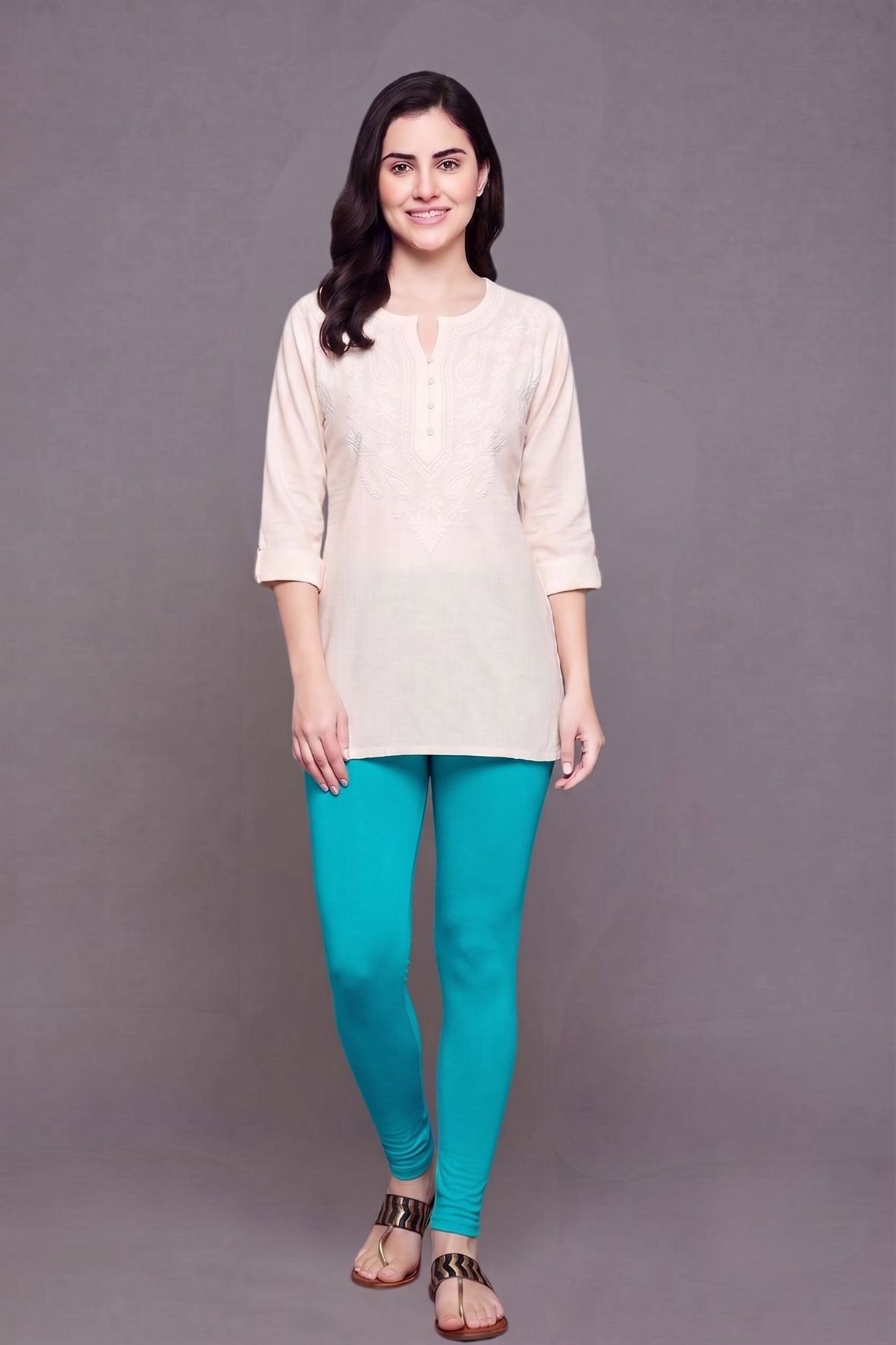 Turquoise Viscose Ankle Legging