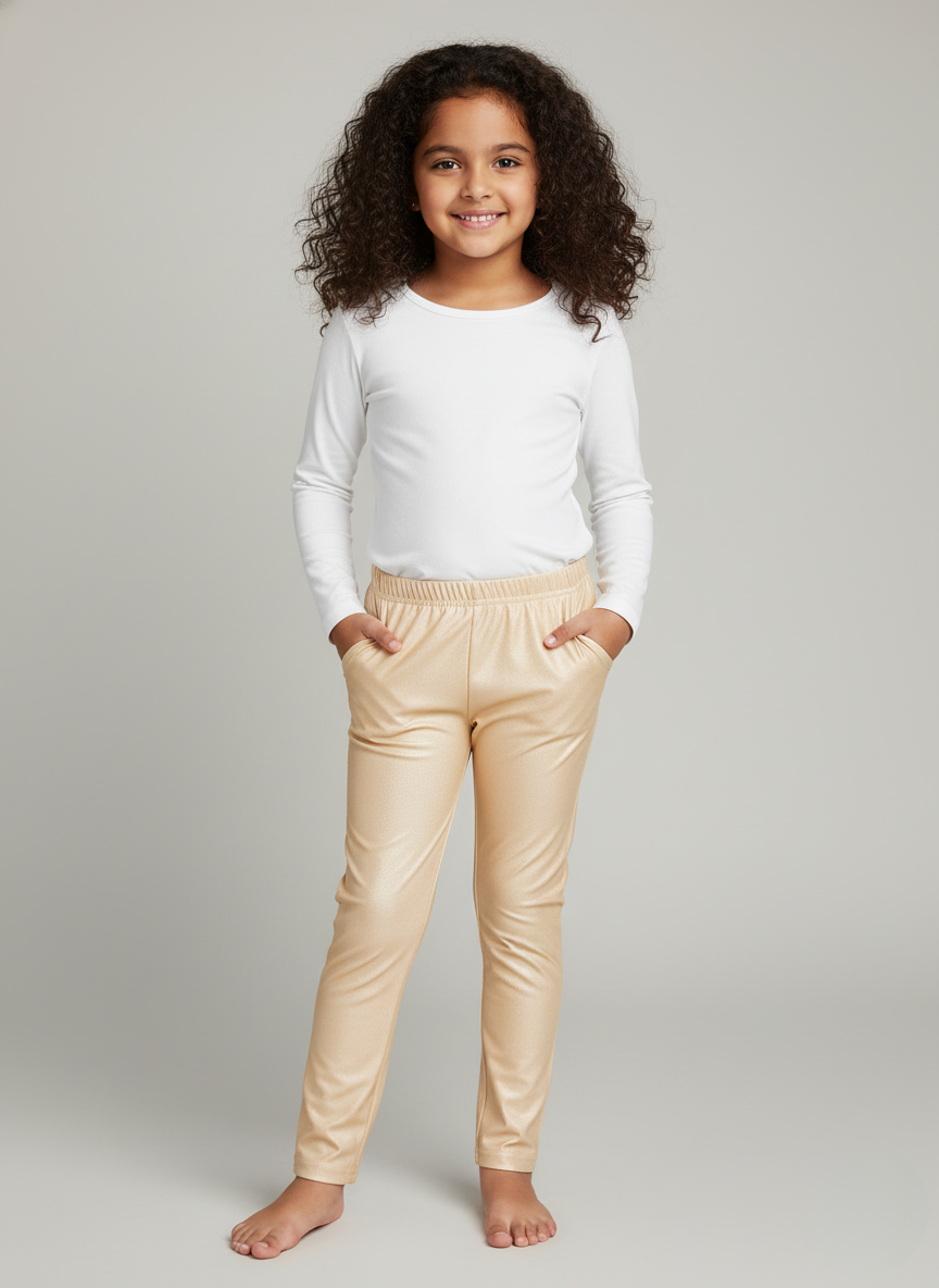 Cream Metallic Leggings