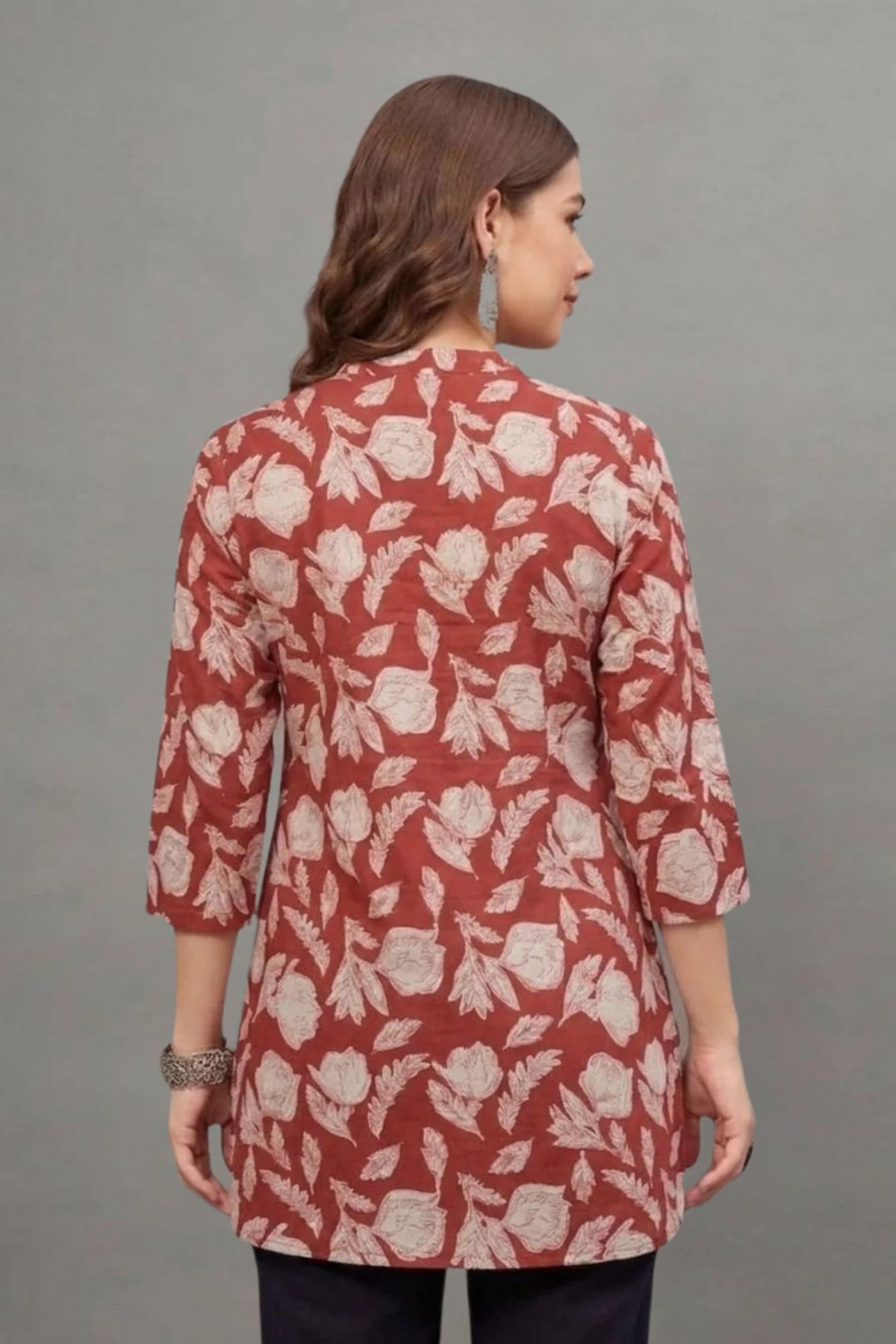 Cotton Red leaf Everyday Printed short kurti