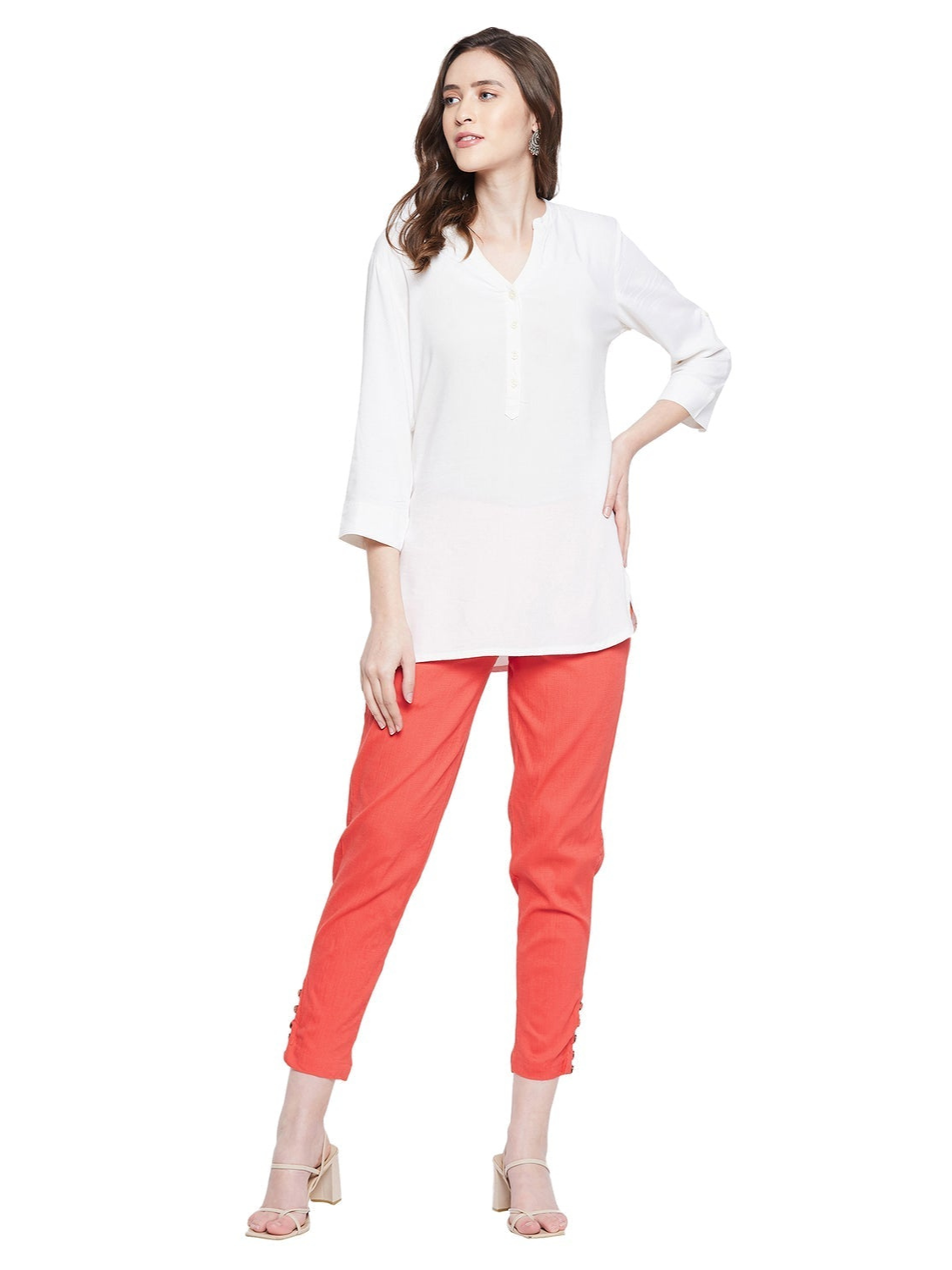 Peach Button Pant