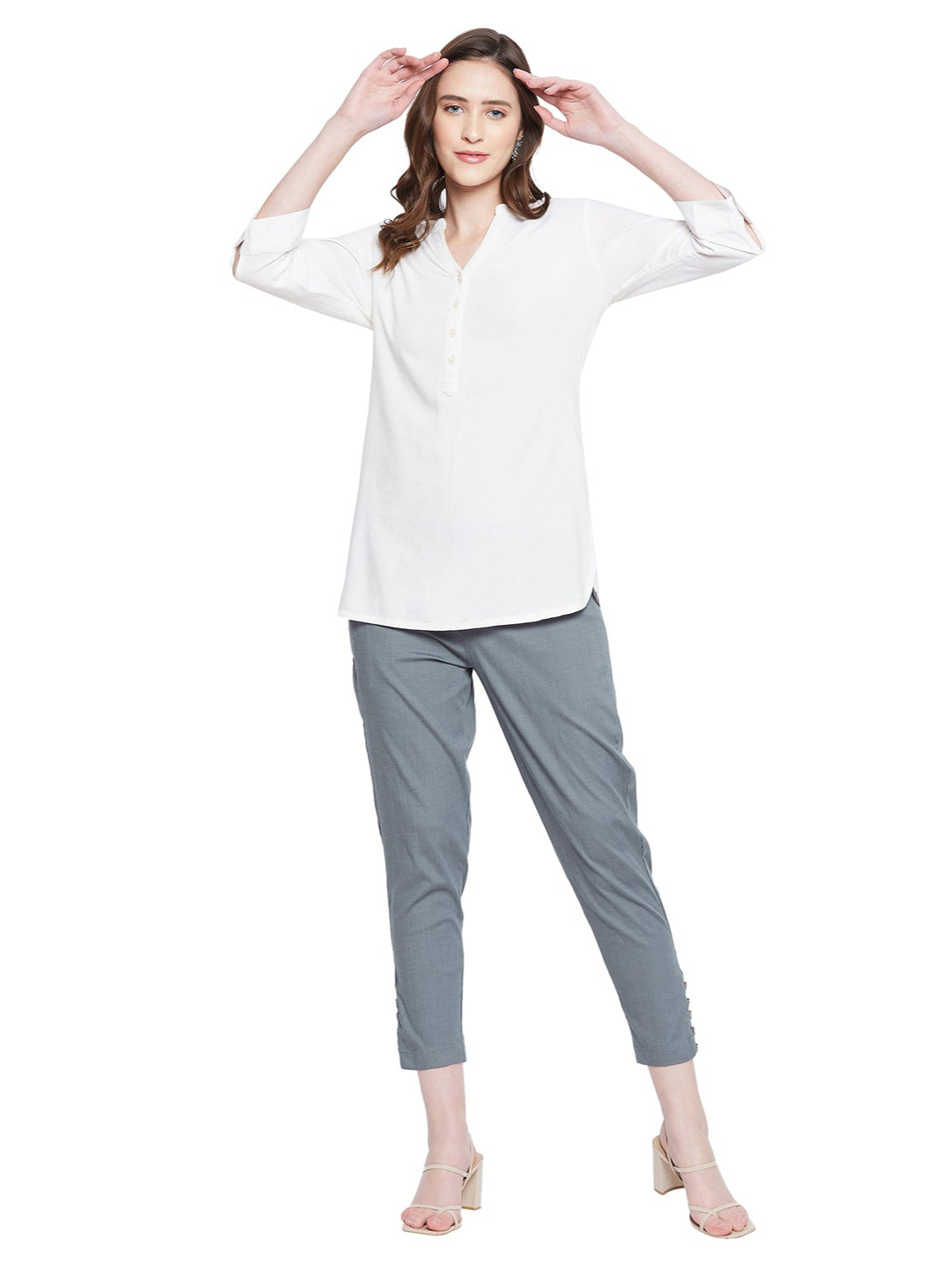 Light Grey Regular Fit Kurti Pant