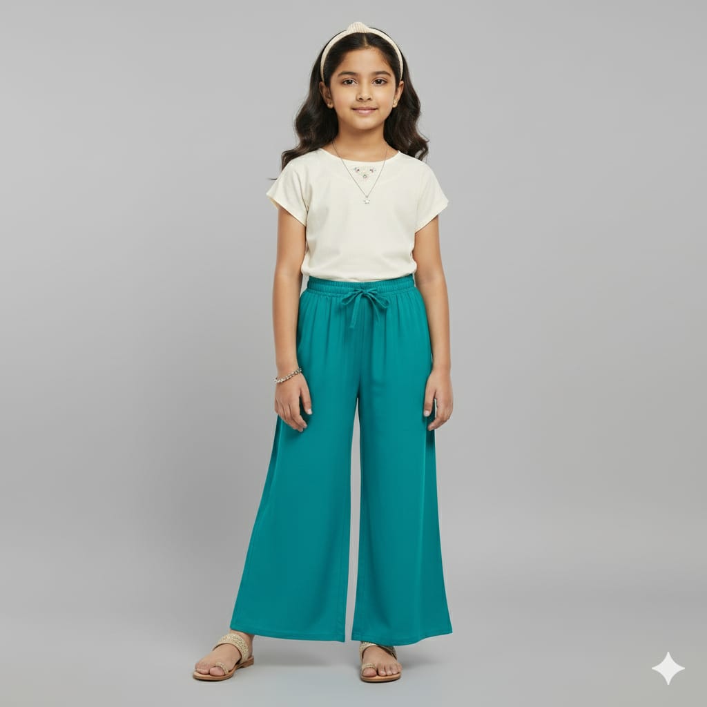 Kids Turquoise Rayon Palazzo
