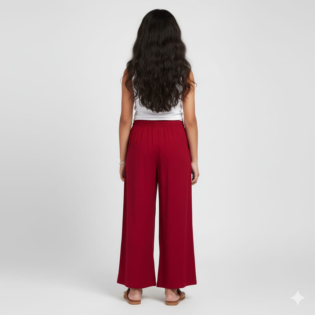 Kids Maroon Rayon Palazzo