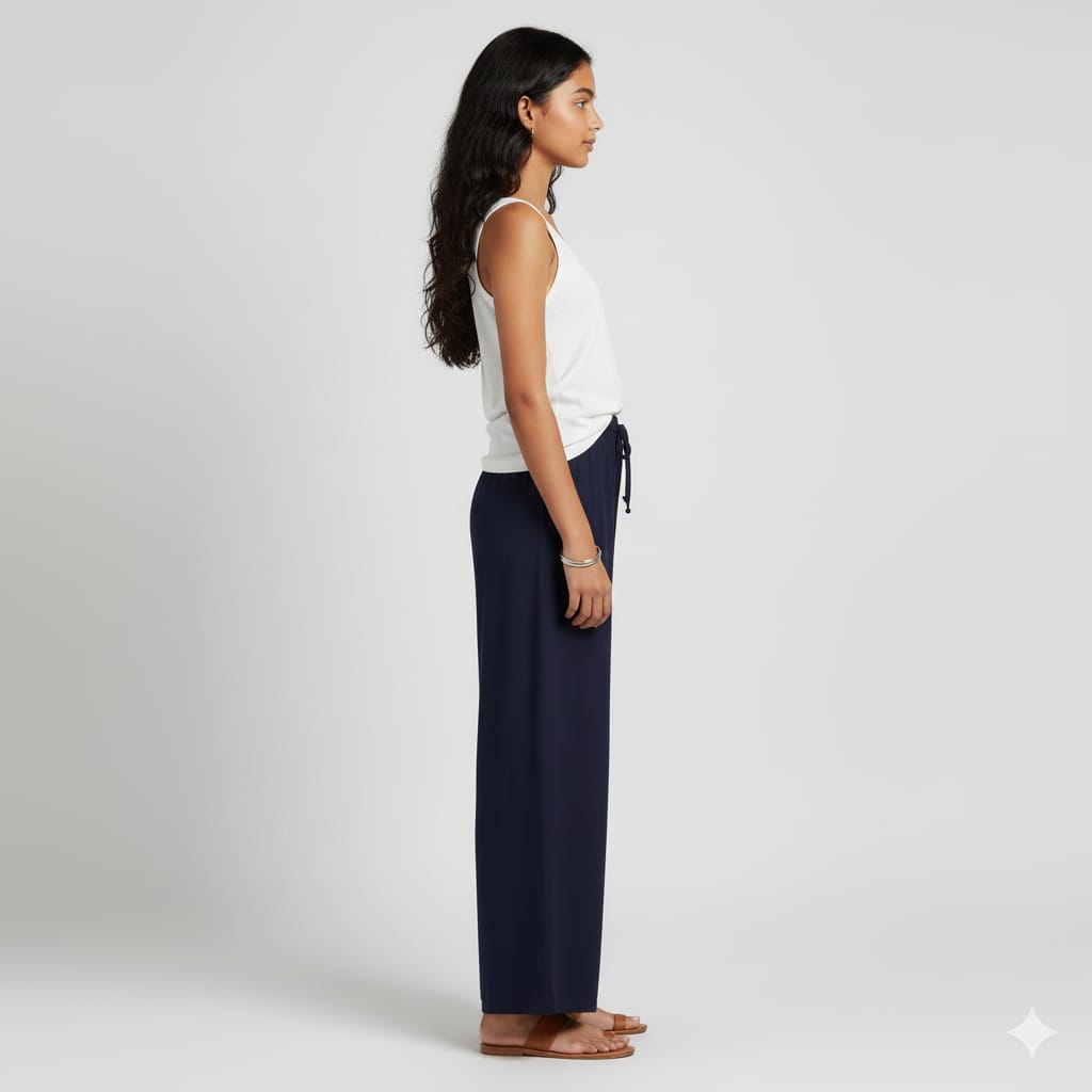 Kids Navy Blue Rayon Palazzo