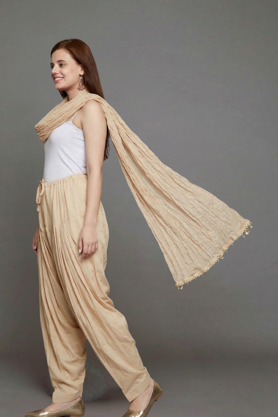 Desert Sand Plain Cotton Patiala with Dupatta