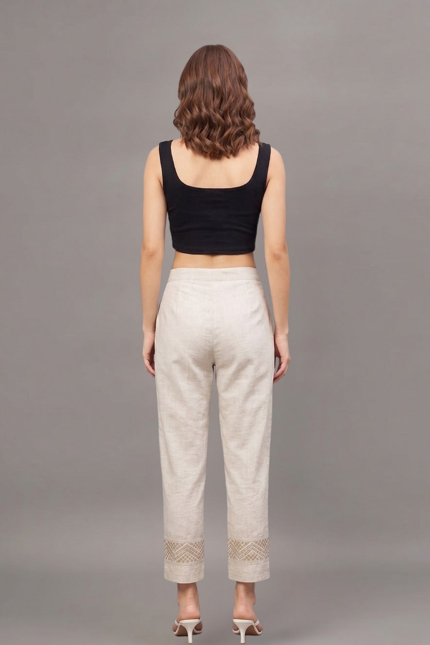 Ivory Zari Chevron Cotton Felx lace Pants