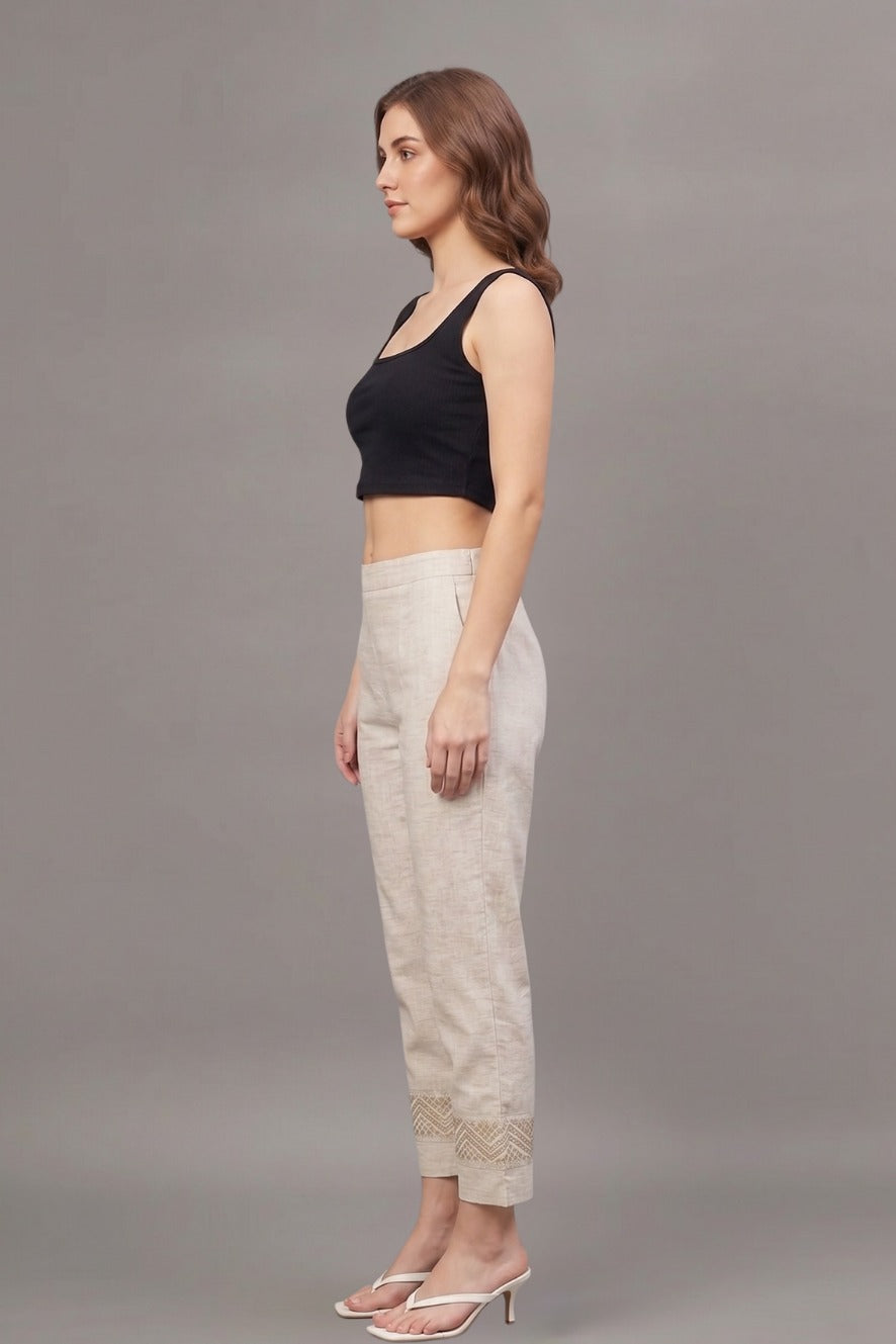 Ivory Zari Chevron Cotton Felx lace Pants