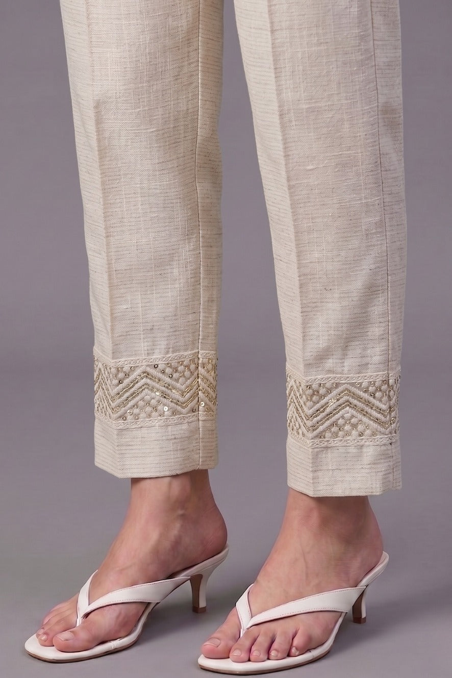 Ivory Zari Chevron Cotton Felx lace Pants