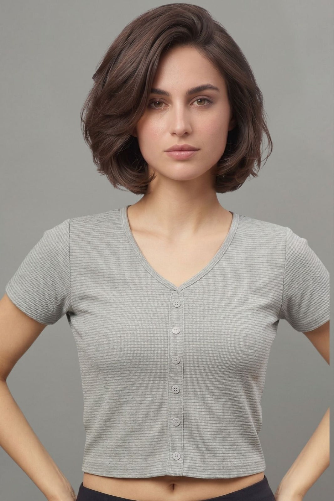 Light Grey Fukuro Crop Top for Women