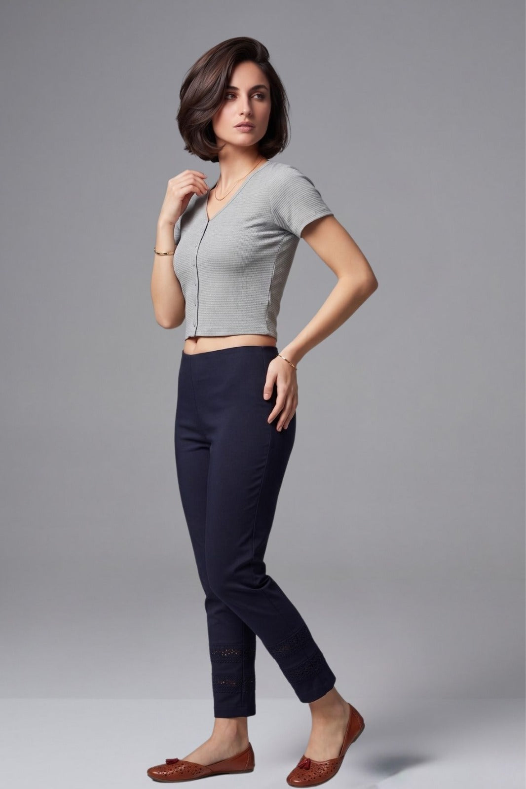 Light Grey Fukuro Crop Top for Women