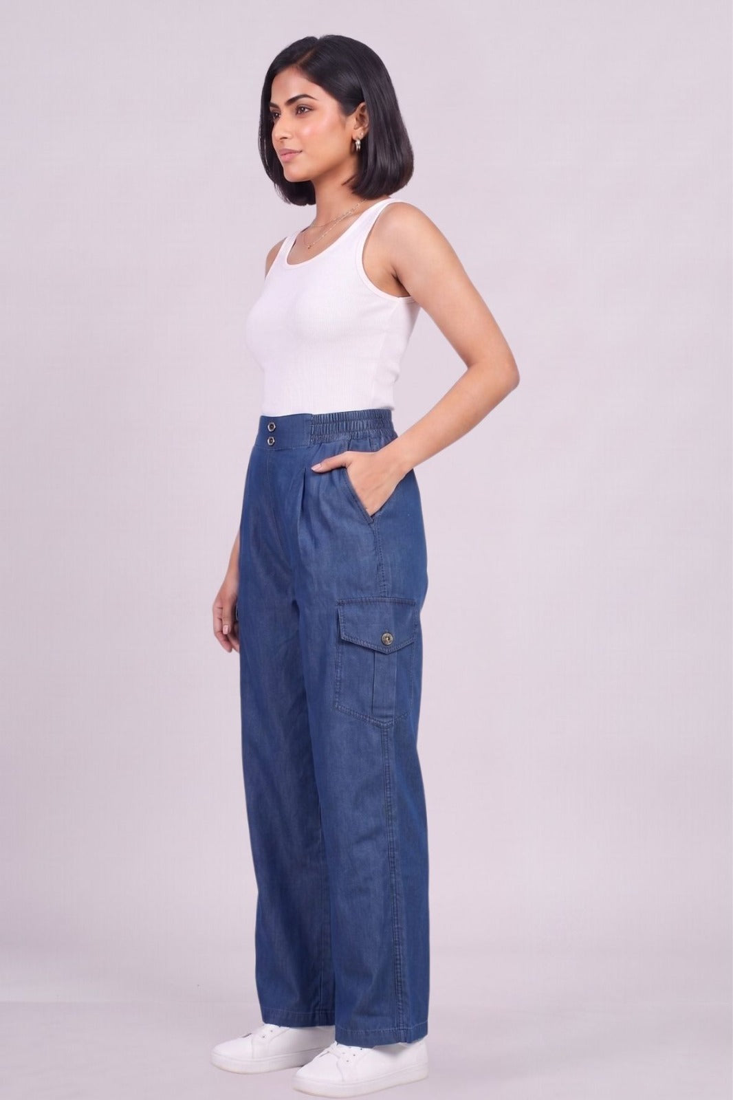 Denimx Double Button Denim Cargo Pants