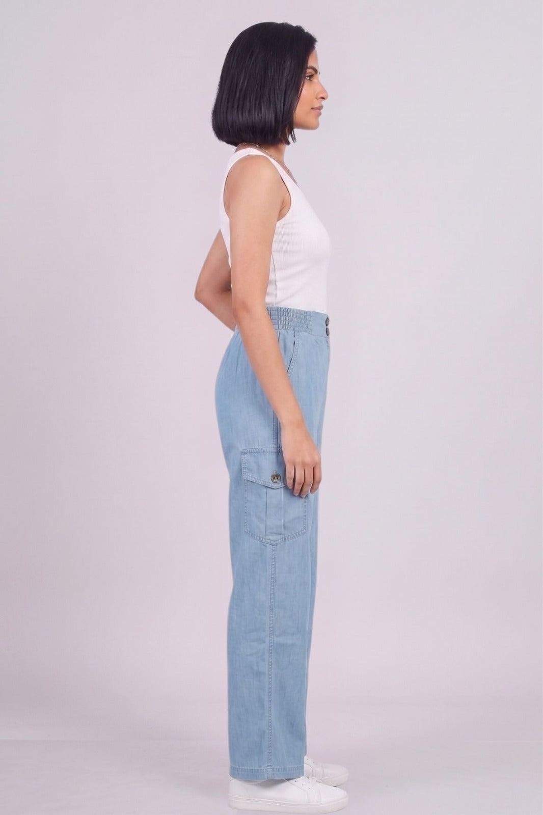 Ice Double Button Denim Cargo Pants