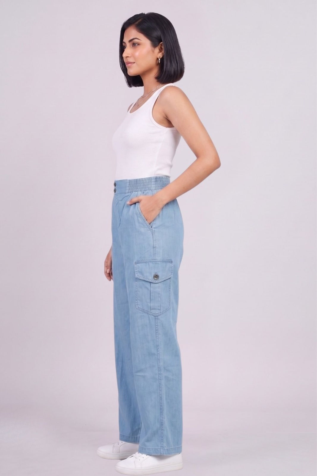 Ice Double Button Denim Cargo Pants