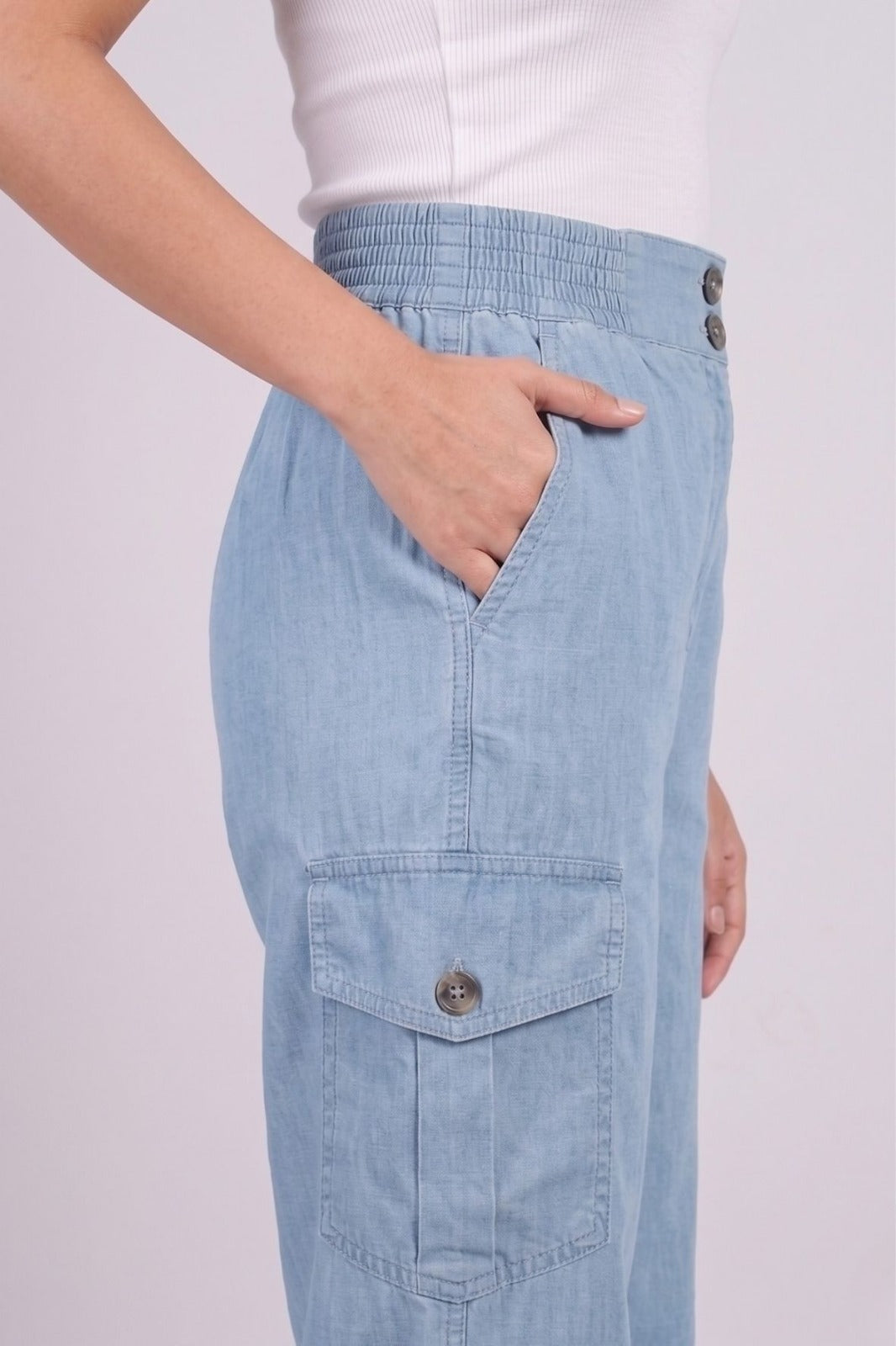 Ice Double Button Denim Cargo Pants