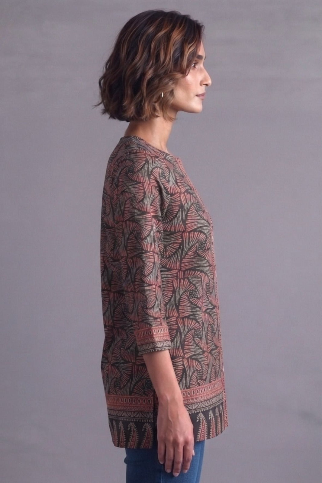 Charcoal bloom cotton straight kurti