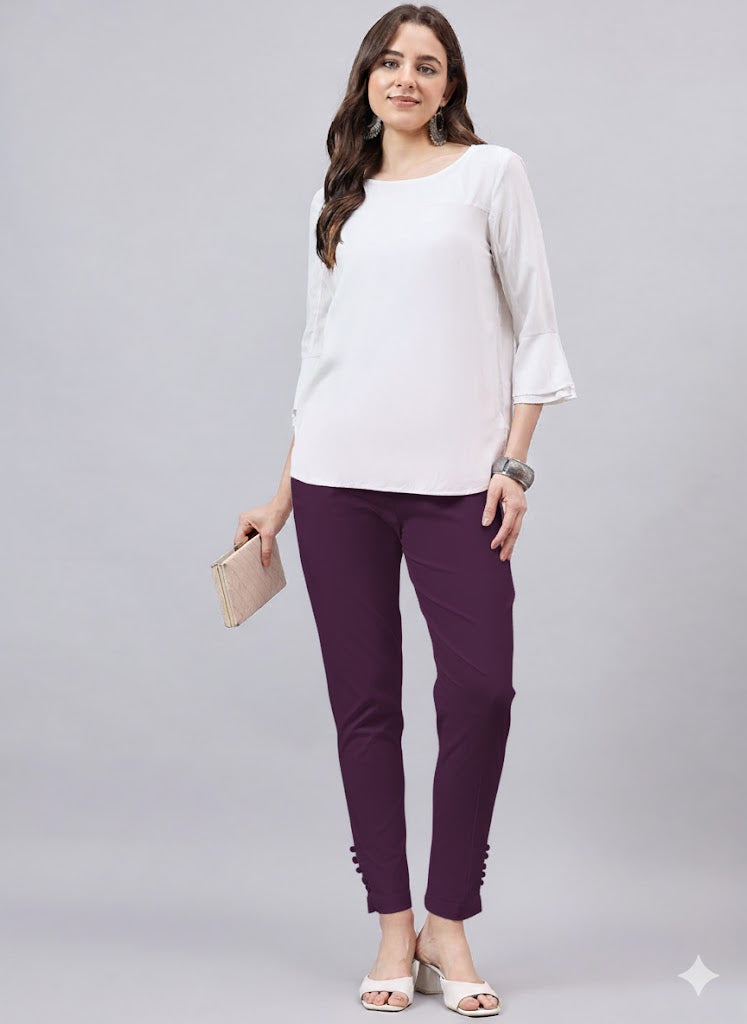 Purple Regular Fit Potli Pants