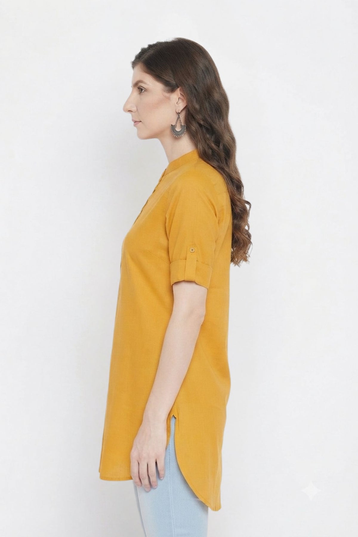Yellow Solid Coloured Short Kurti - 32" Length