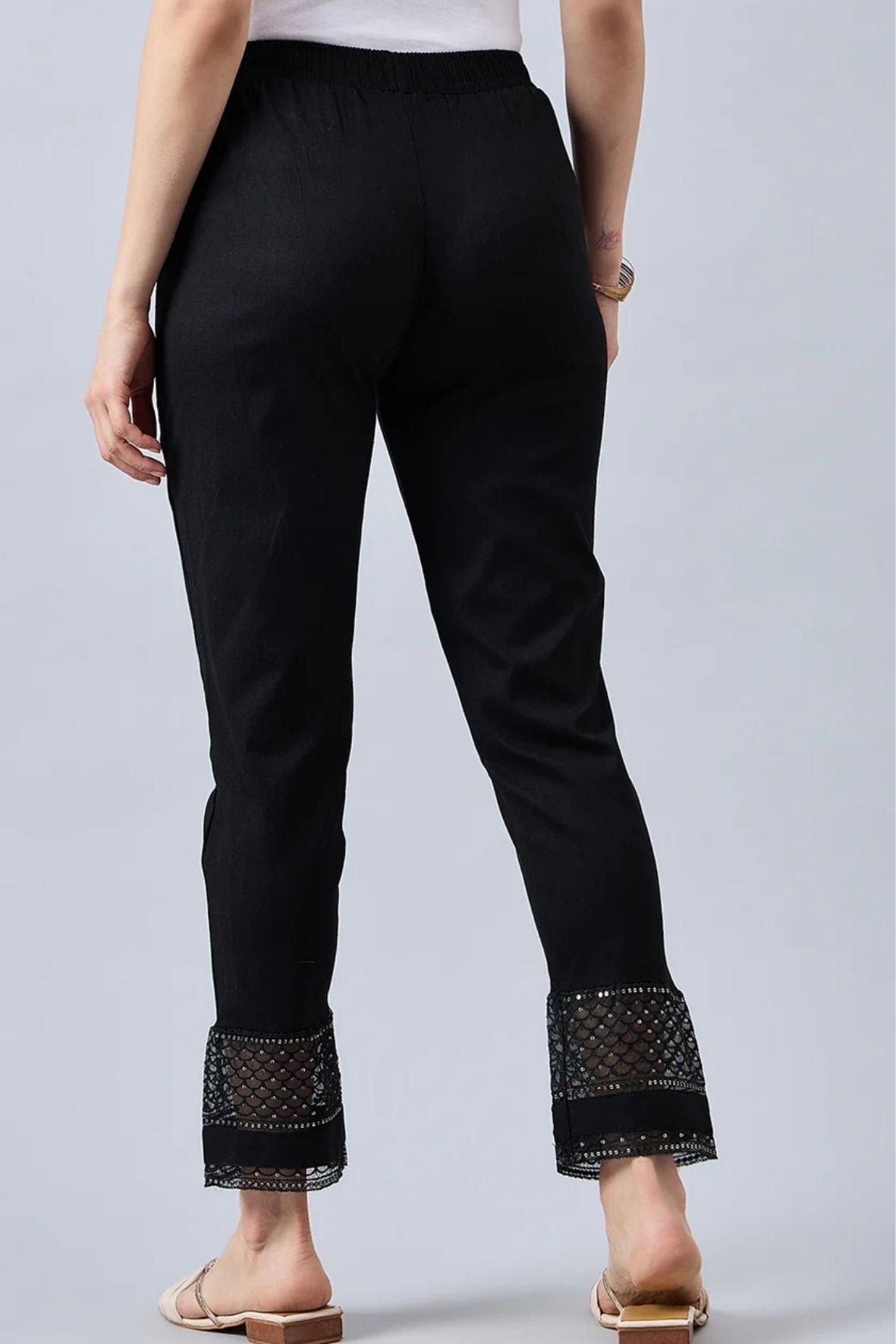 Black Sequin Lace Pants