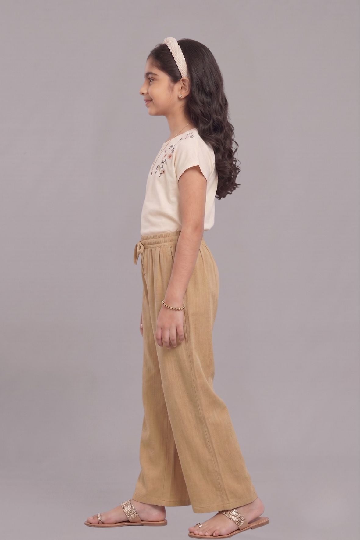 Kids Beige Rayon Palazzo