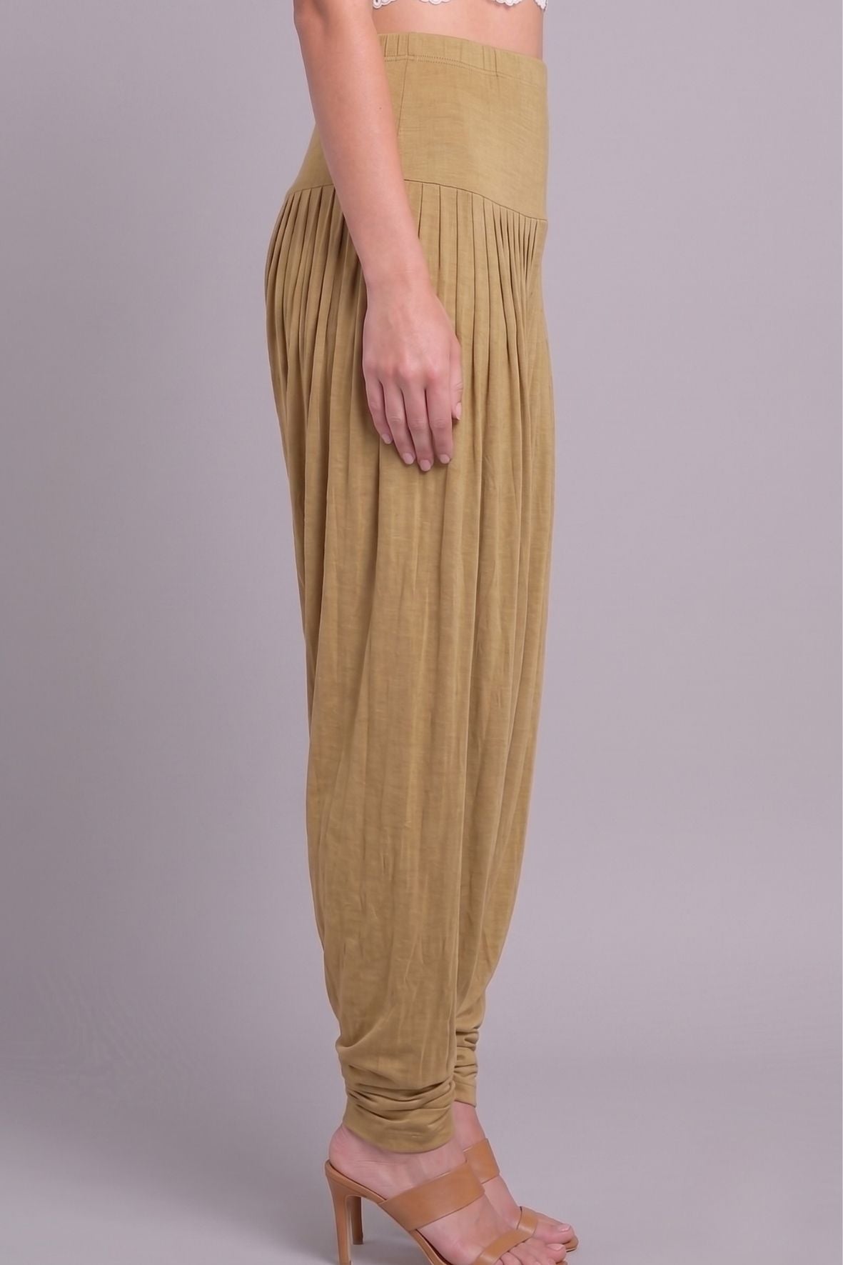 Beige Viscose Plain Dhoti