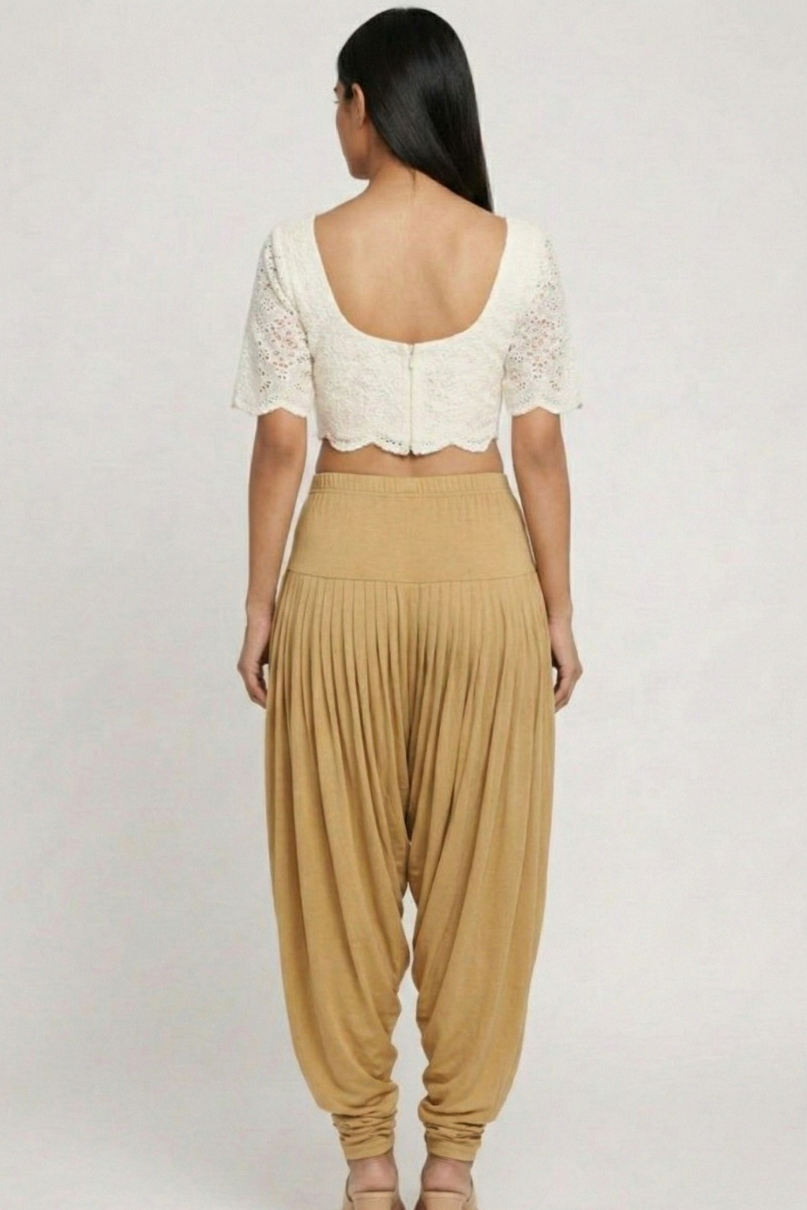 Beige Viscose Plain Dhoti
