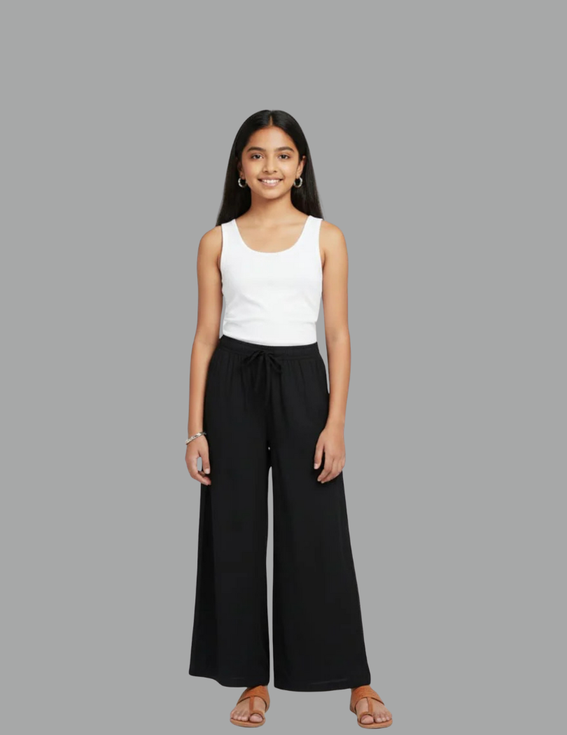 Kids Black Rayon Palazzo
