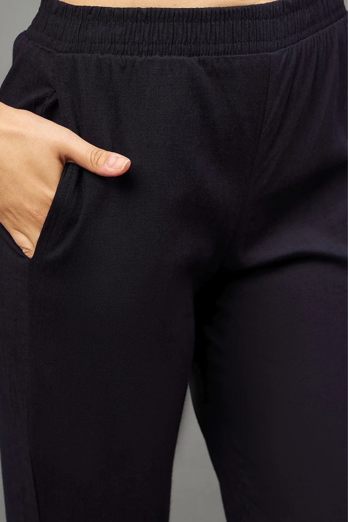 Black Colour Straight Pant