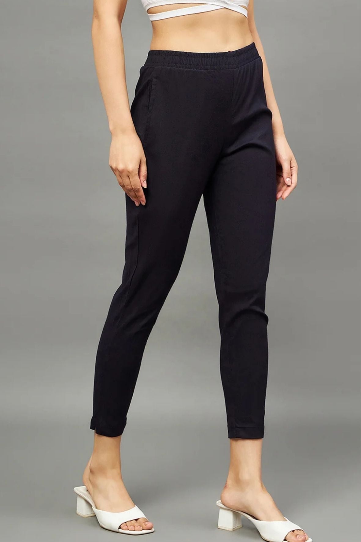 Black Colour Straight Pant