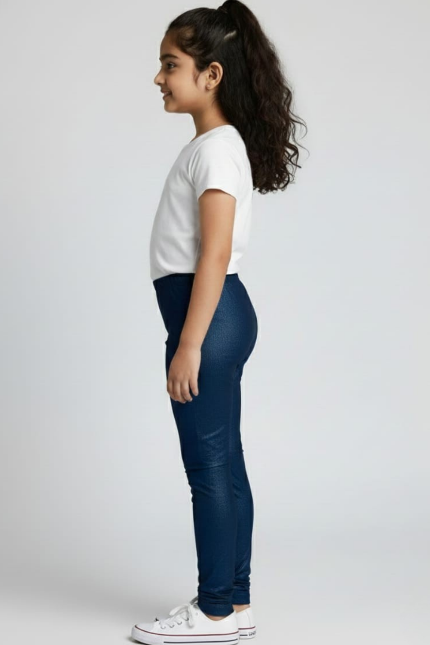 Blue Metallic Leggings