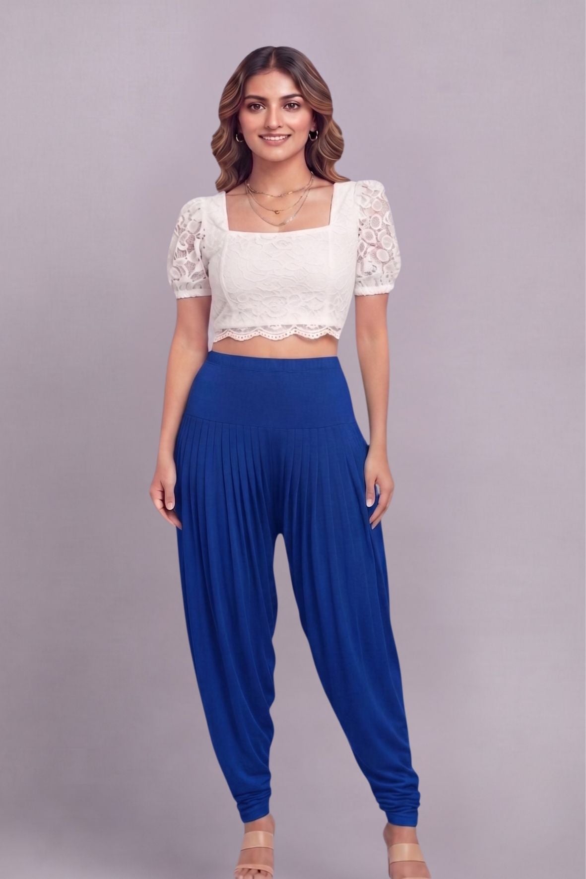 Royal Blue Viscose Plain Dhoti