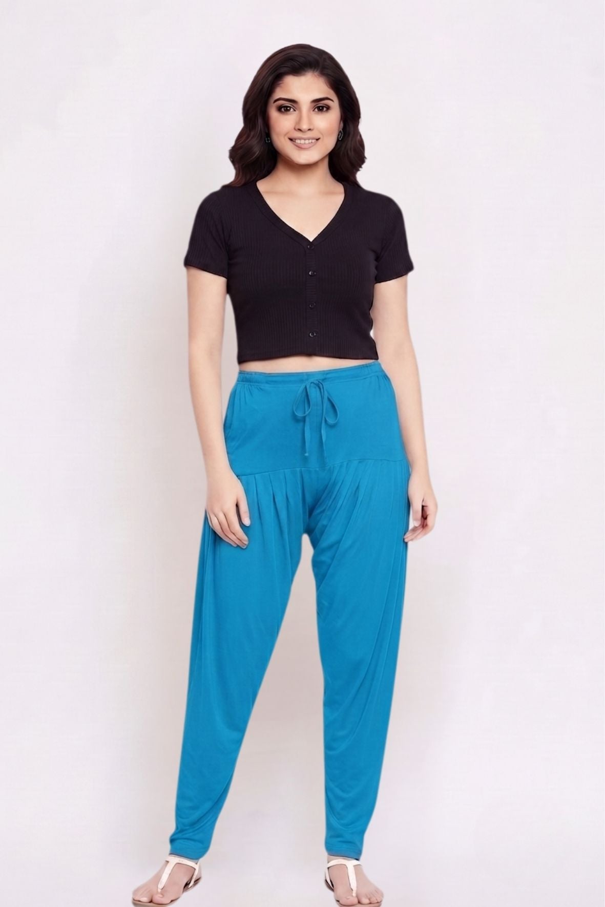Rama Blue Plain Viscose Patiala