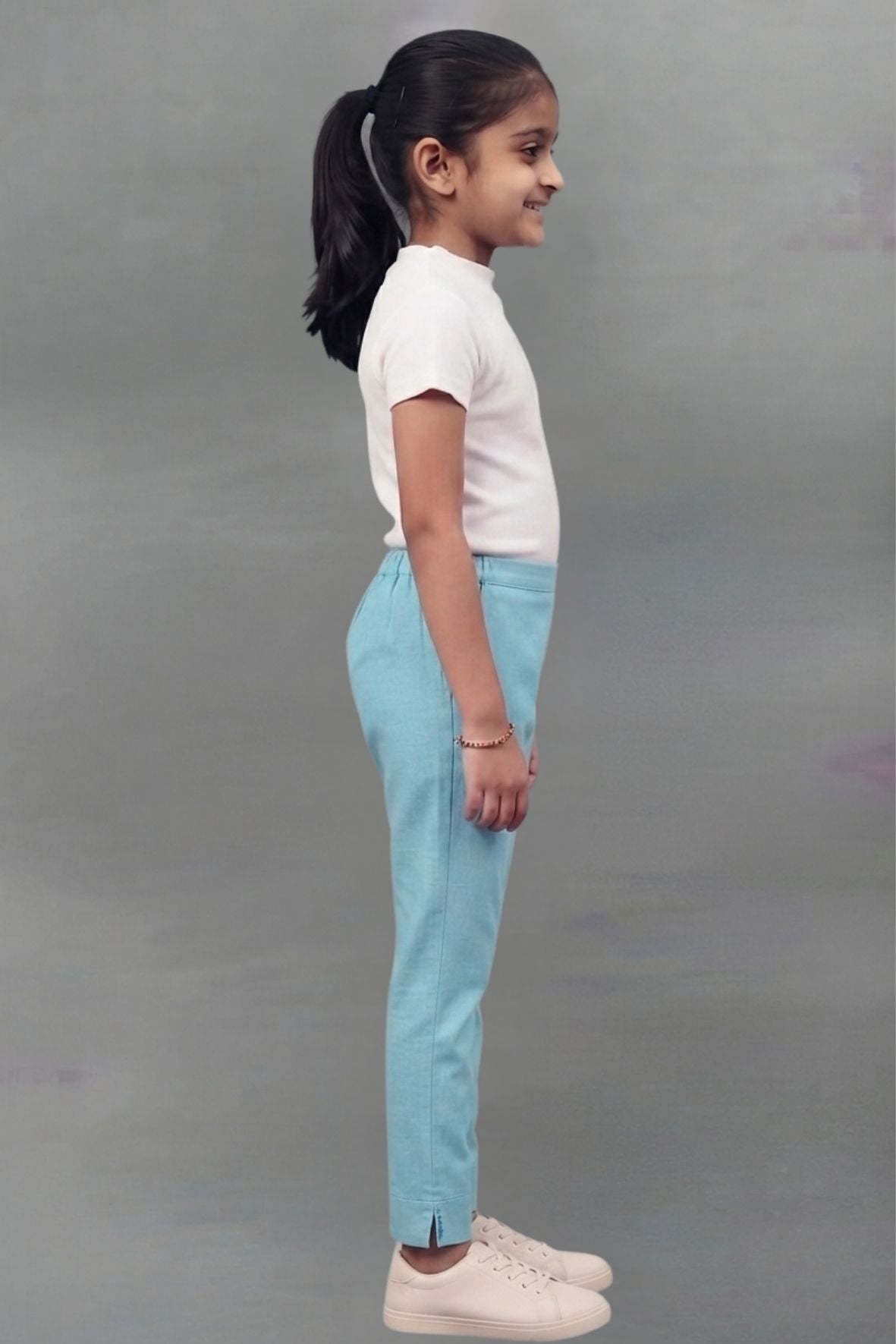 Girls Skyblue Colour Straight Pant