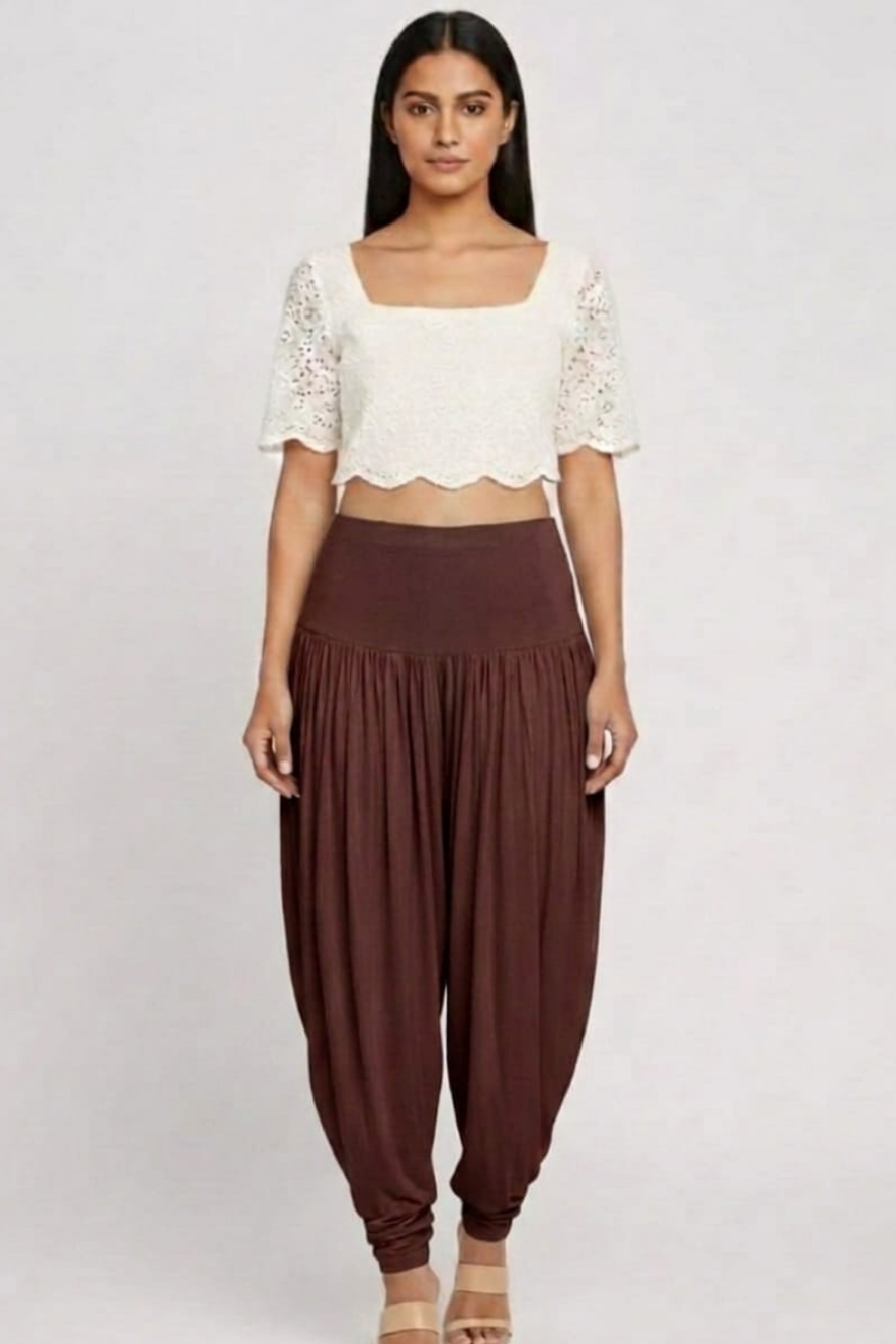 Brown Viscose Plain Dhoti