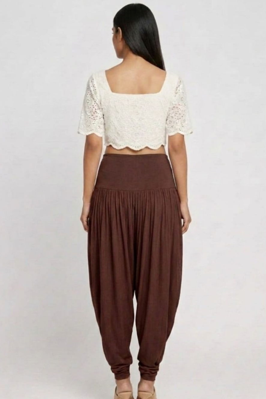 Brown Viscose Plain Dhoti