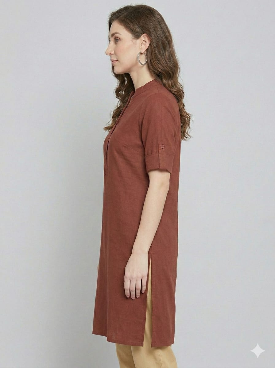 Brown Solid Color Kurti