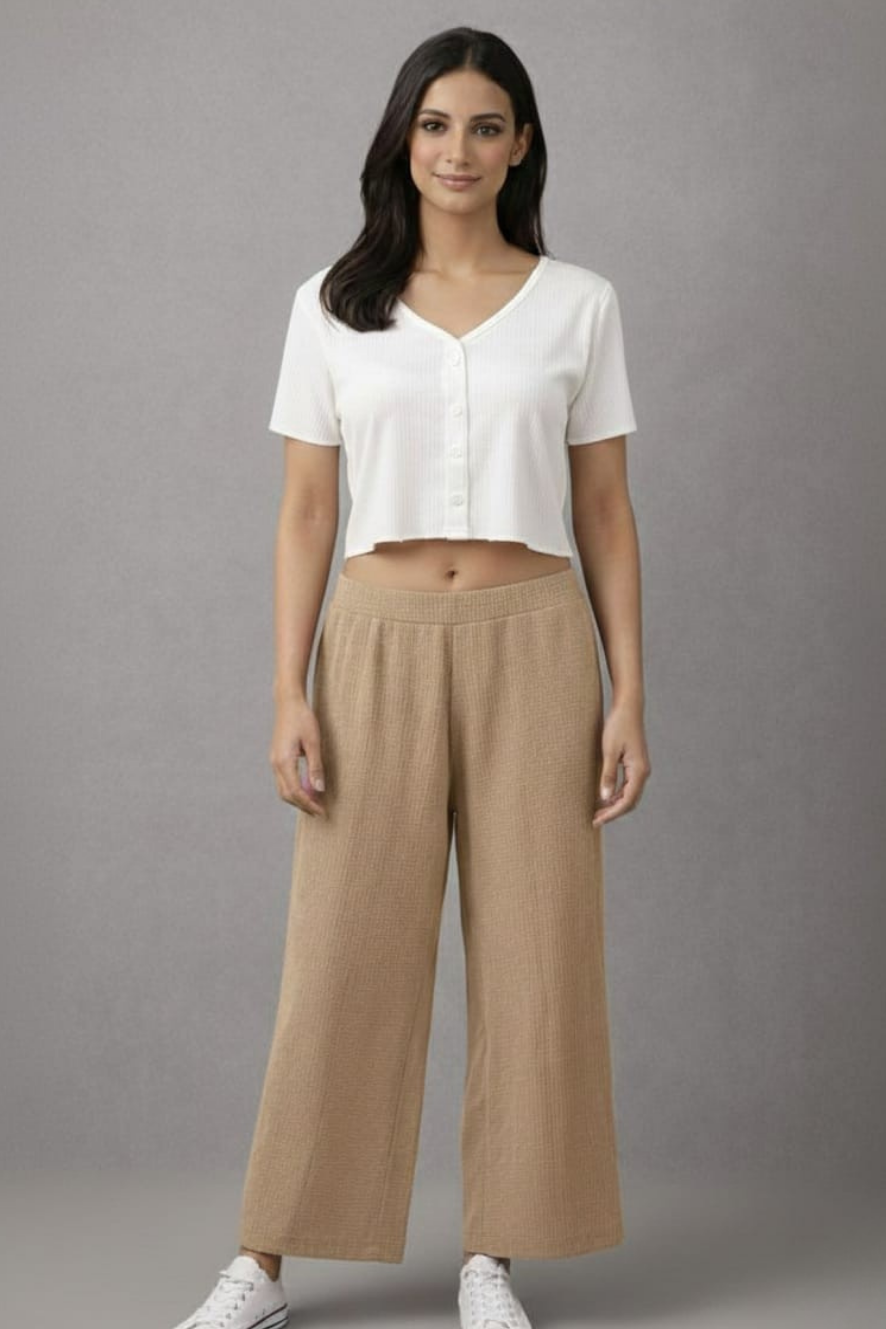 Brown Zara Rib Palazzo