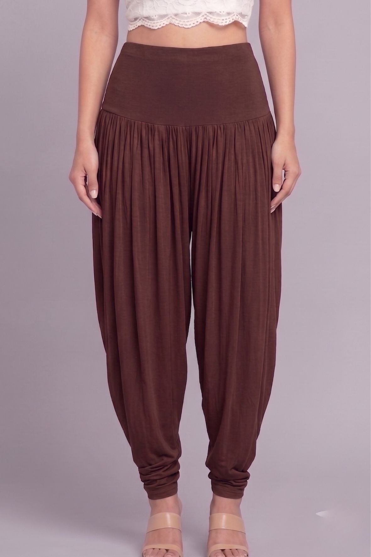Brown Viscose Plain Dhoti