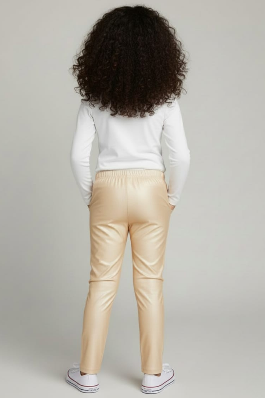 Cream Metallic Leggings