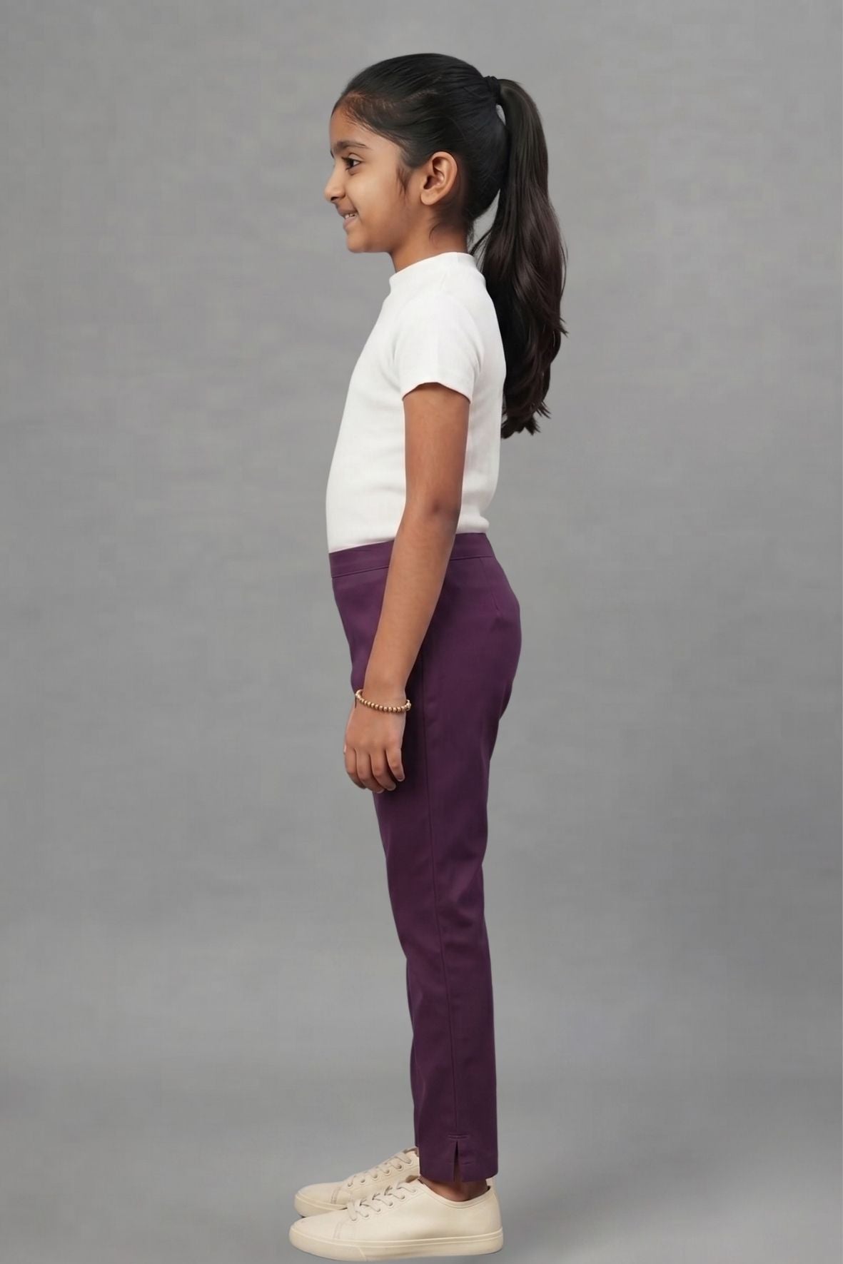 Girls Purple Colour Straight Pant