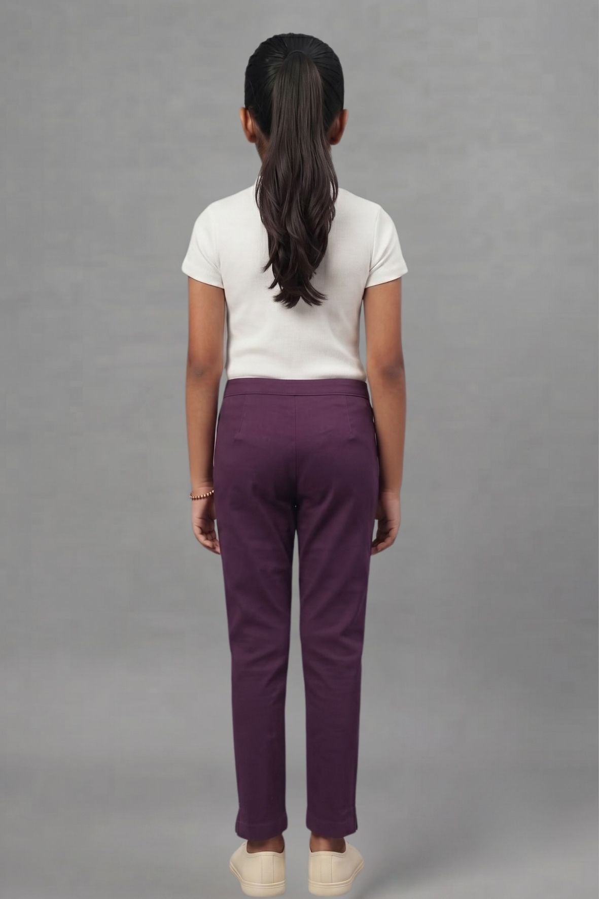 Girls Purple Colour Straight Pant