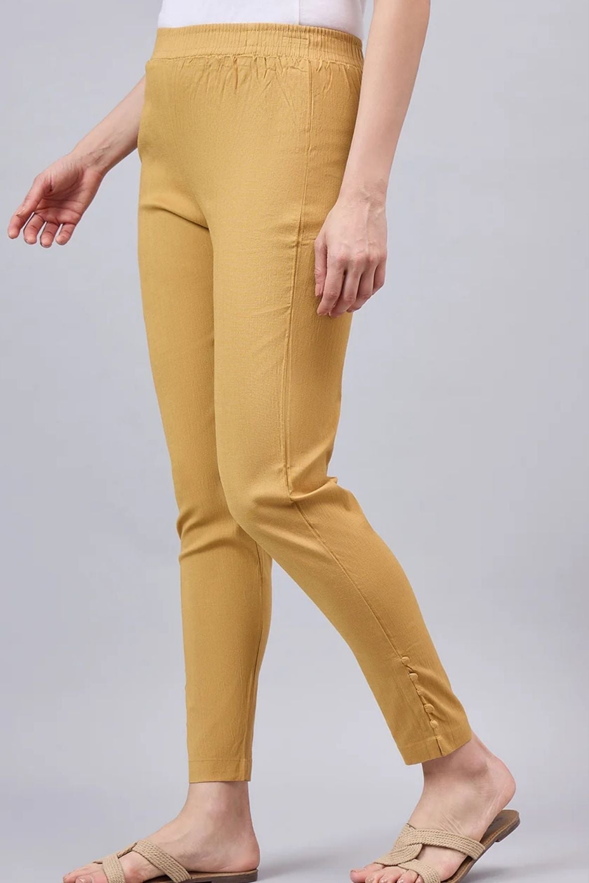 Gold Regular Fit Potli Pants