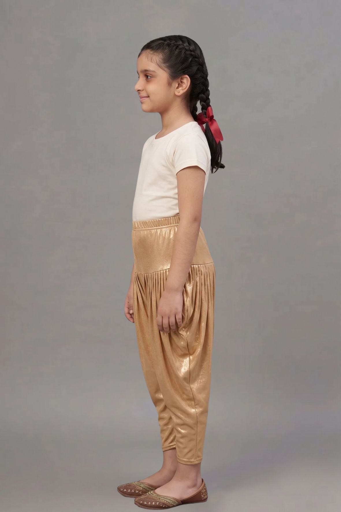 Kids Gold Shimmer Dhoti Pants