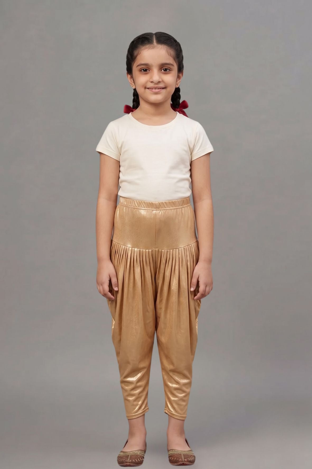 Kids Gold Shimmer Dhoti Pants