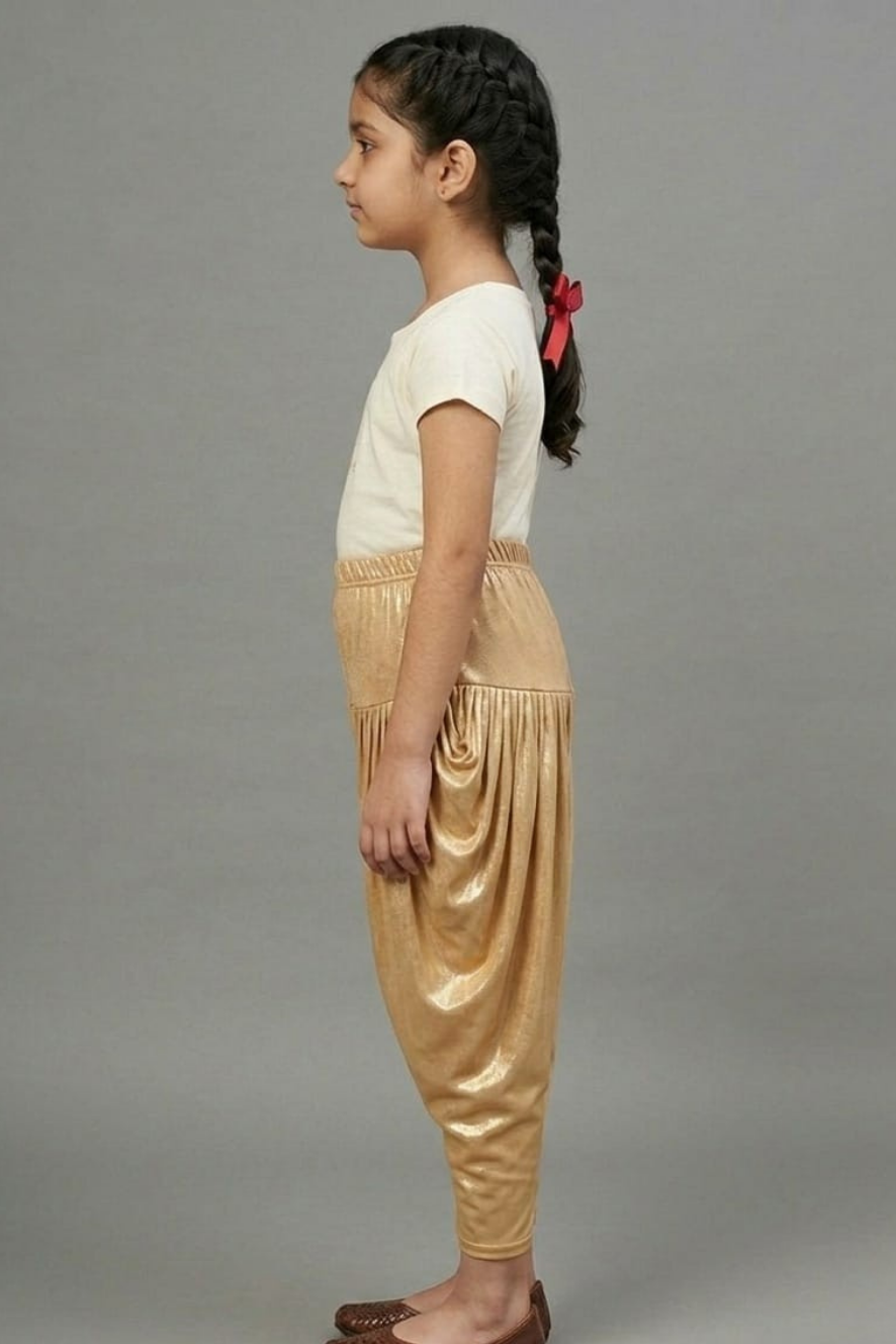 Kids Gold Shimmer Dhoti Pants
